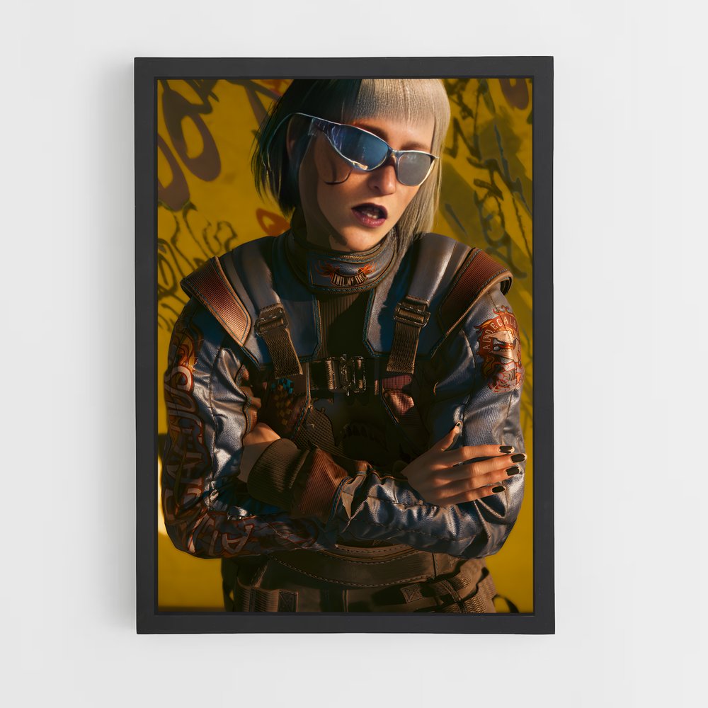Poster Cyberpunk Femme Armée (vue 2)